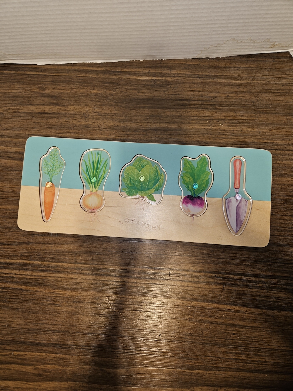 Wooden Garden Veggie Peg Puzzle - Blue & Green